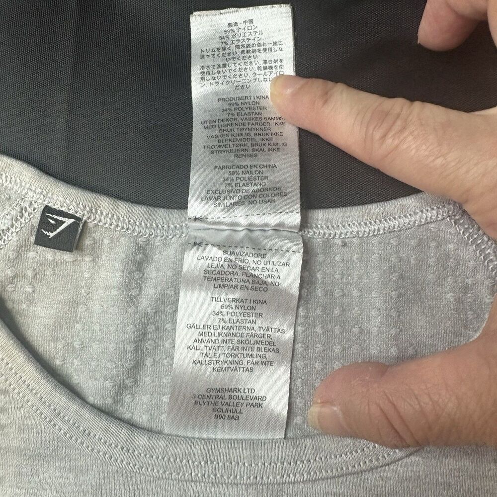 Gymshark Gray Seamless Long Sleeve Crop Athletic Top S - Picture 3 of 9